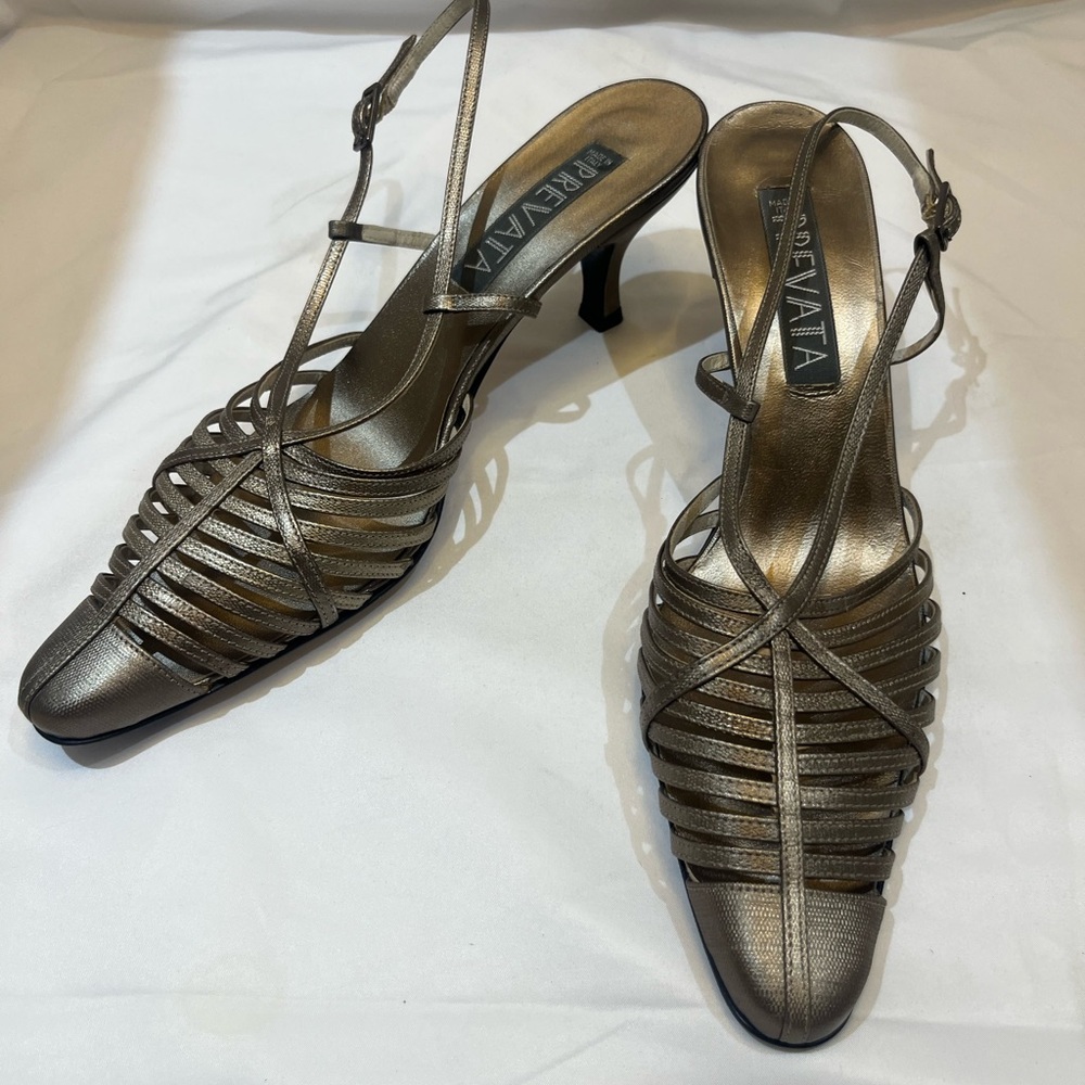 Prevata Women's Bronze Strappy Heels